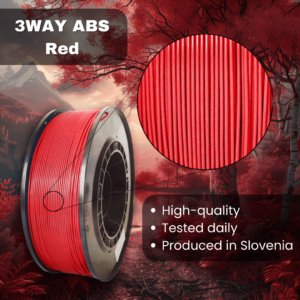 3WAY ABS Pro filament is a high quality material for 3D printers. Filaments are tested daily on several 3D printers. They were produced in the EU in Slovenia.