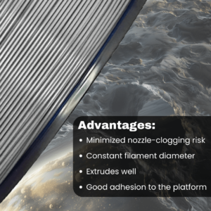 3WAY PLA Pro filament is a high quality material for 3D printers. Some of the advantages are minimized nozzle-clogging risk and constant filament diameter. They also extrude well and have good adhesion to the platform.
