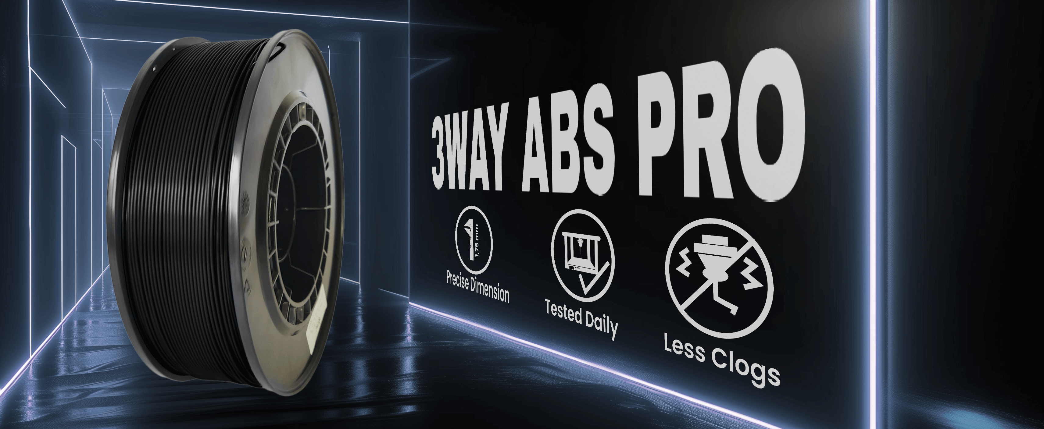 3WAY ABS Pro filament is a high quality material for 3D printers. Filaments are tested daily on several 3D printers. Each filament has precise dimension and are created for less clogs issues.