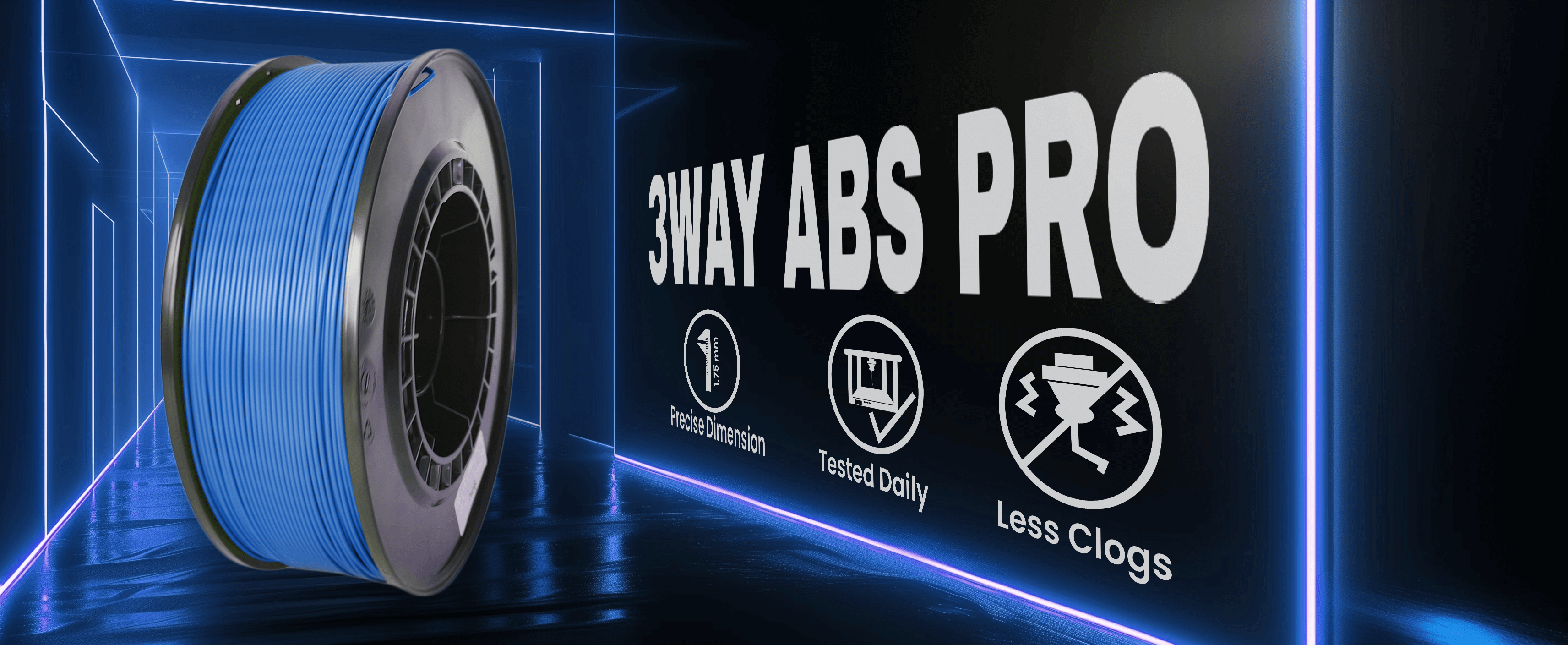 3WAY ABS Pro filament is a high quality material for 3D printers. Filaments are tested daily on several 3D printers. Each filament has precise dimension and are created for less clogs issues.
