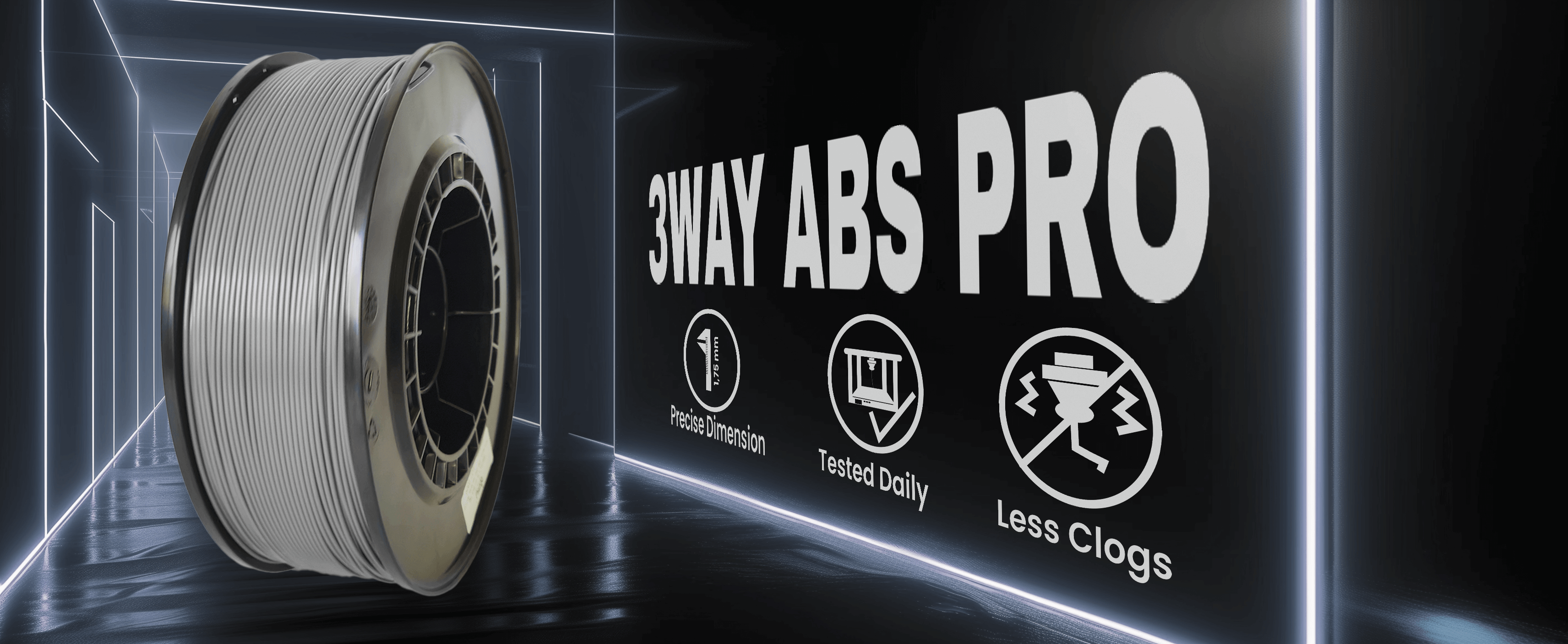 3WAY ABS Pro filament is a high quality material for 3D printers. Filaments are tested daily on several 3D printers. Each filament has precise dimension and are created for less clogs issues.