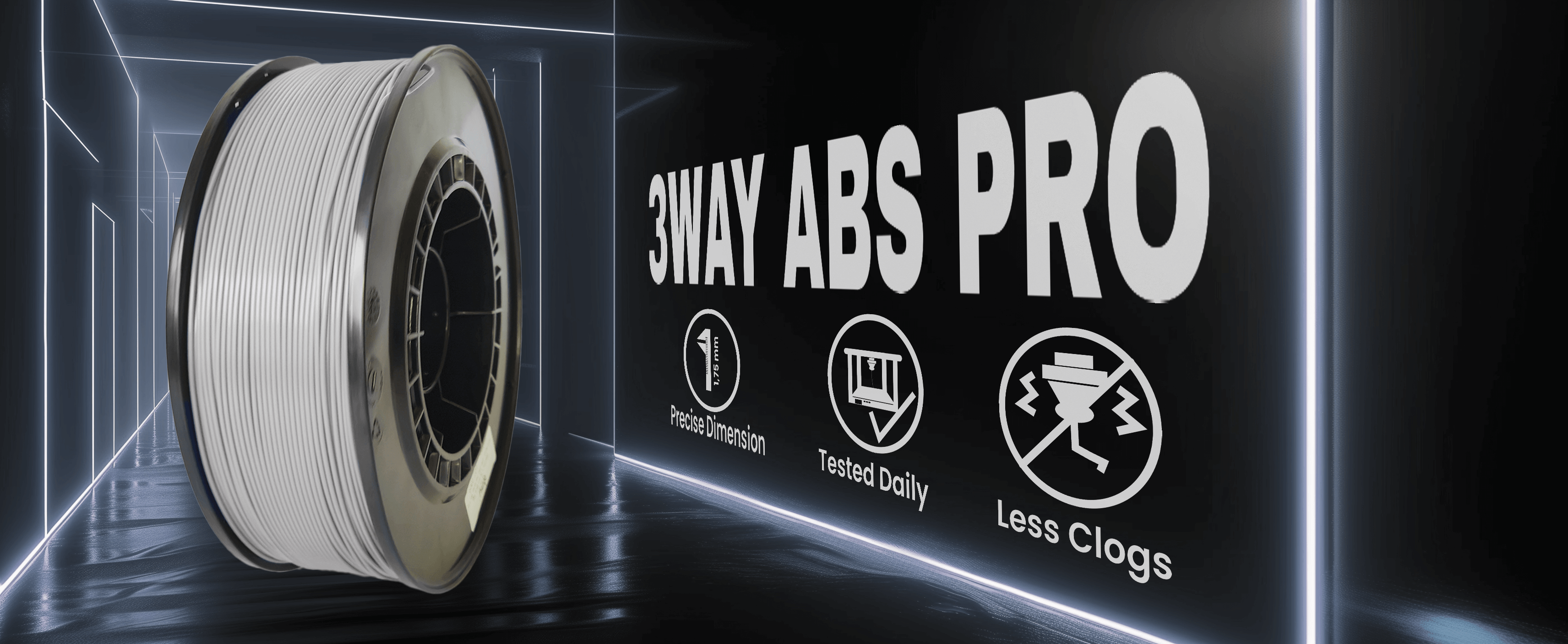3WAY ABS Pro filament is a high quality material for 3D printers. Filaments are tested daily on several 3D printers. Each filament has precise dimension and are created for less clogs issues.