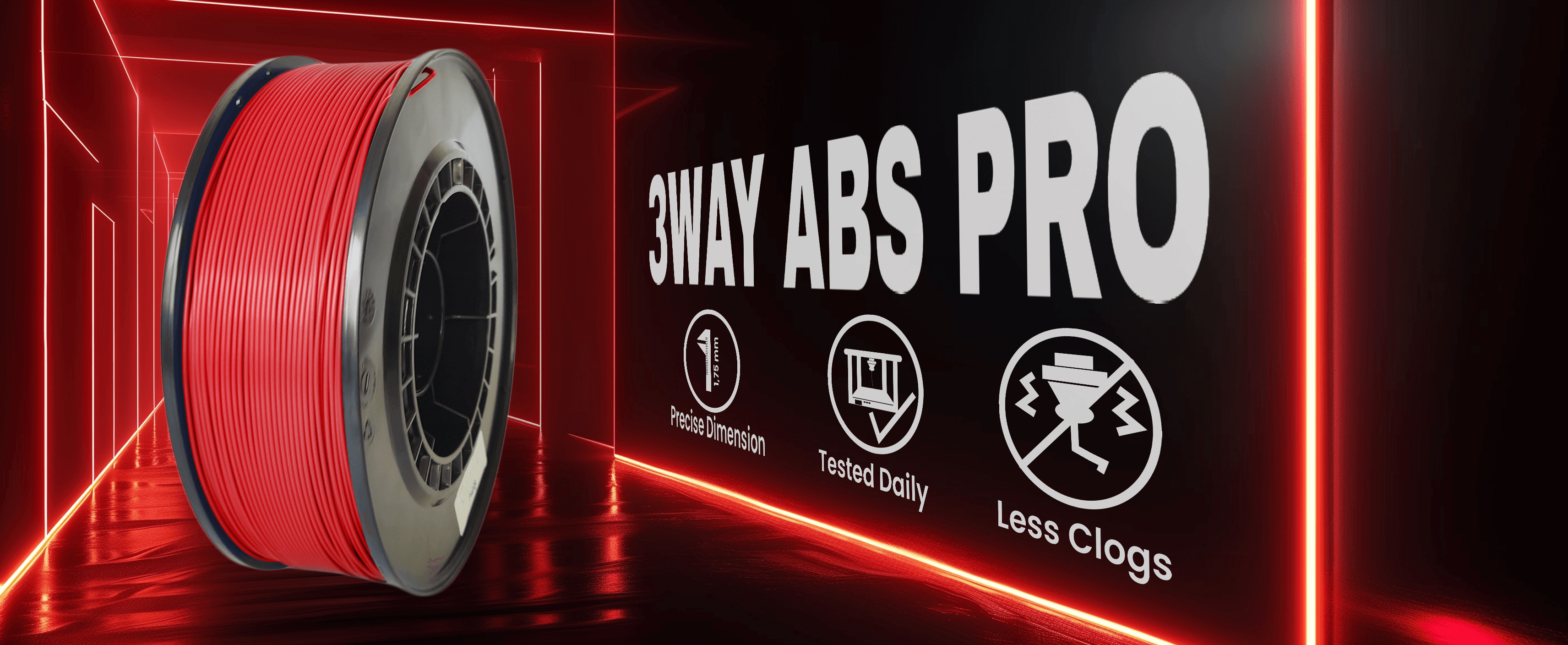 3WAY ABS Pro filament is a high quality material for 3D printers. Filaments are tested daily on several 3D printers. Each filament has precise dimension and are created for less clogs issues.