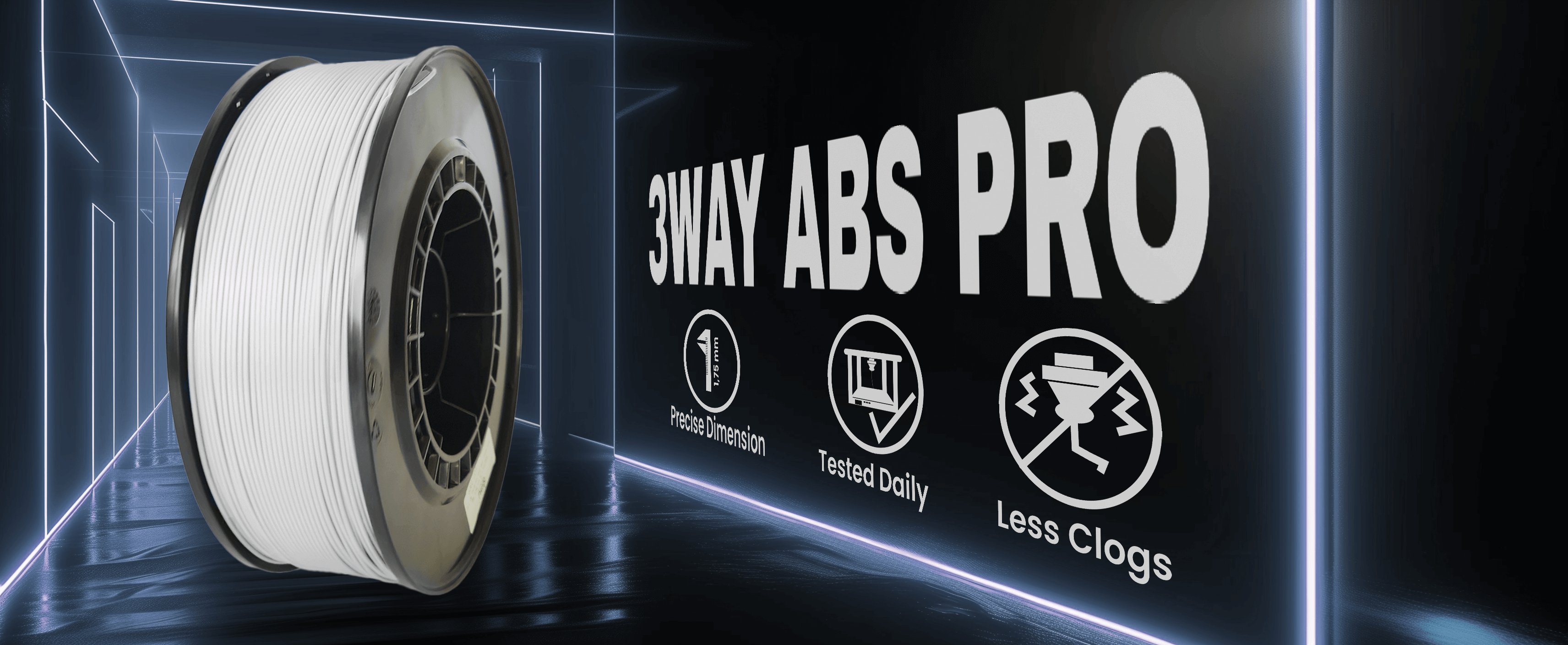3WAY ABS Pro filament is a high quality material for 3D printers. Filaments are tested daily on several 3D printers. Each filament has precise dimension and are created for less clogs issues.