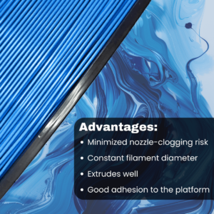 3WAY ASA Pro filament is a high quality material for 3D printers. Some of the advantages are minimized nozzle-clogging risk and constant filament diameter. They also extrude well and have good adhesion to the platform.