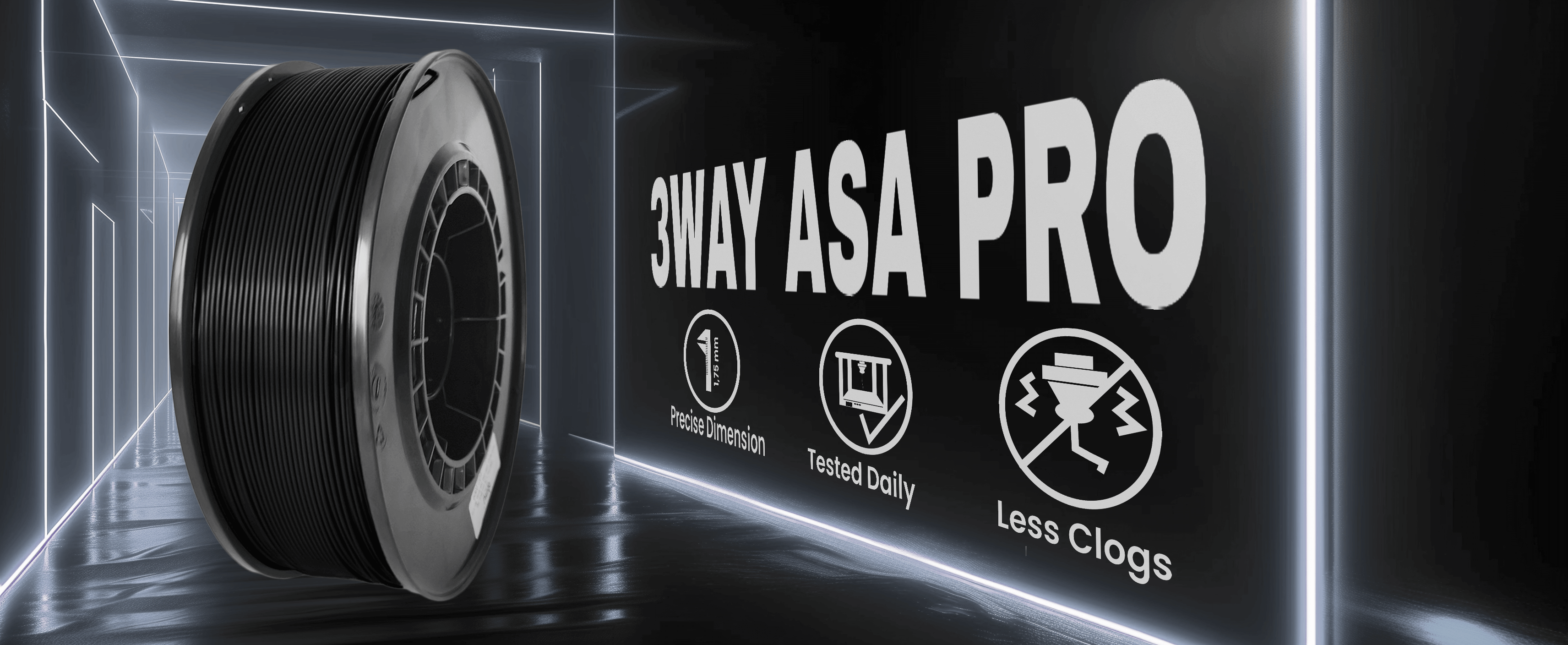 3WAY ASA Pro filament is a high quality material for 3D printers. Filaments are tested daily on several 3D printers. Each filament has precise dimension and are created for less clogs issues.