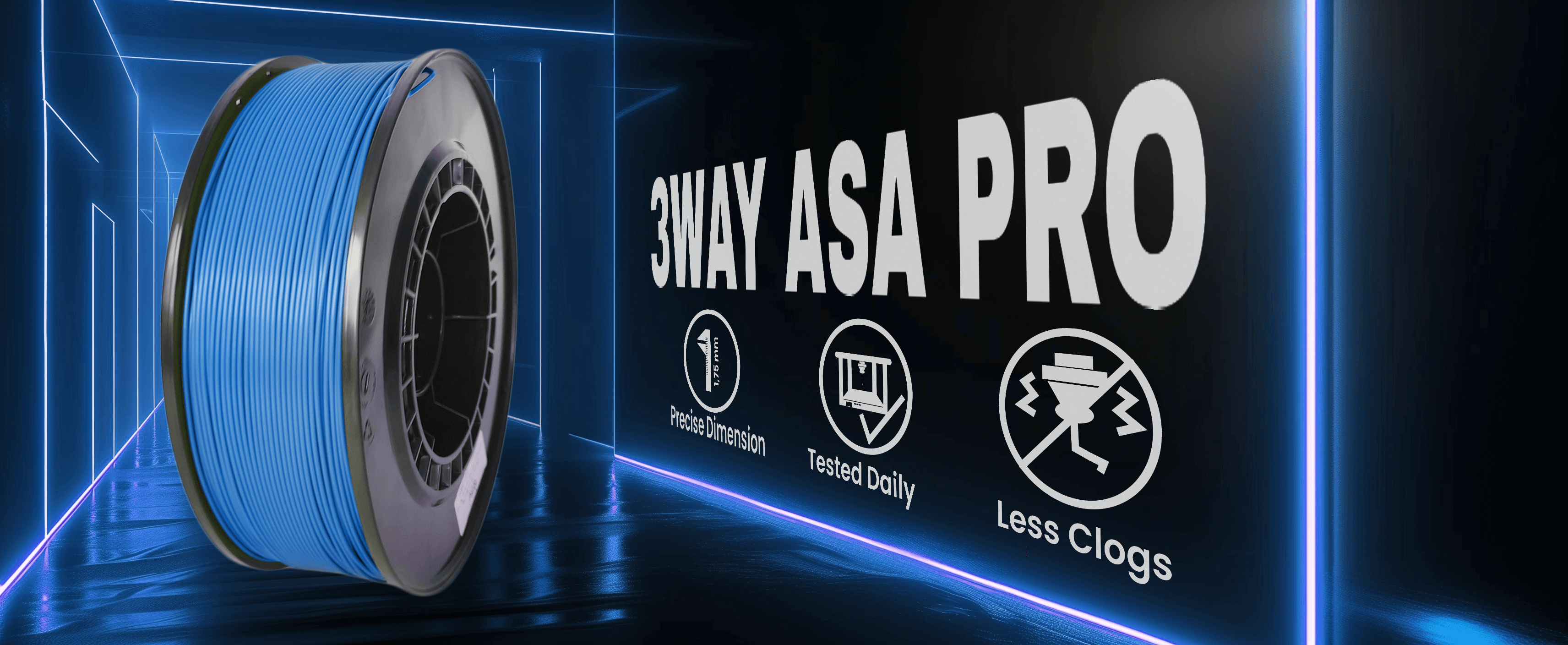3WAY ASA Pro filament is a high quality material for 3D printers. Filaments are tested daily on several 3D printers. Each filament has precise dimension and are created for less clogs issues.