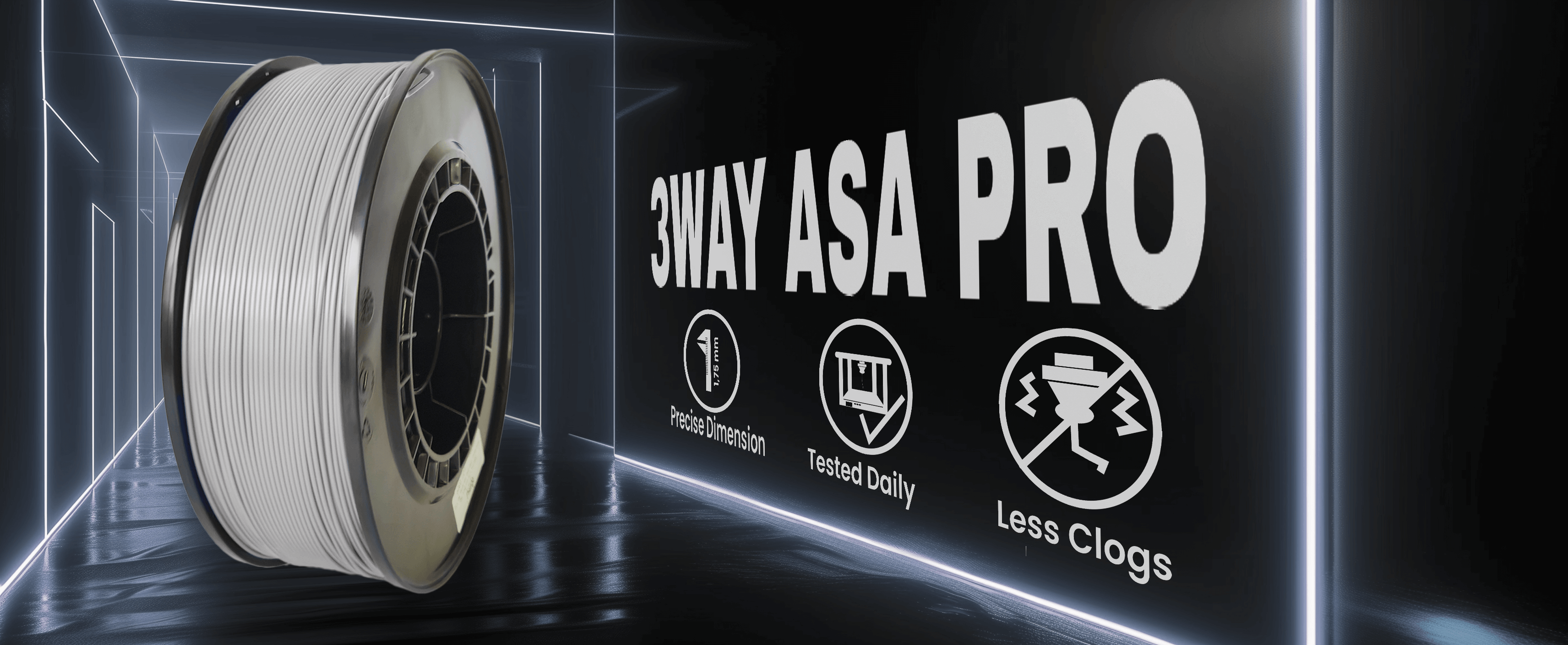 3WAY ASA Pro filament is a high quality material for 3D printers. Filaments are tested daily on several 3D printers. Each filament has precise dimension and are created for less clogs issues.