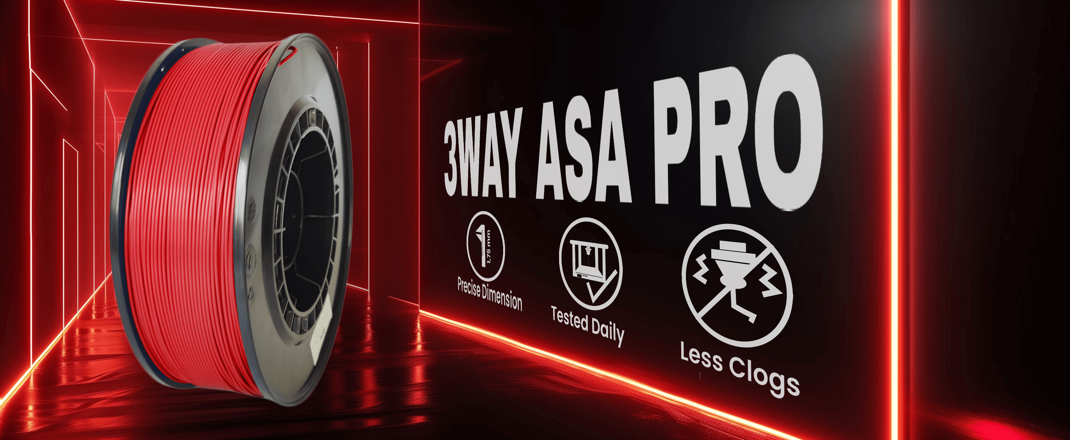 3WAY ASA Pro filament is a high quality material for 3D printers. Filaments are tested daily on several 3D printers. Each filament has precise dimension and are created for less clogs issues.