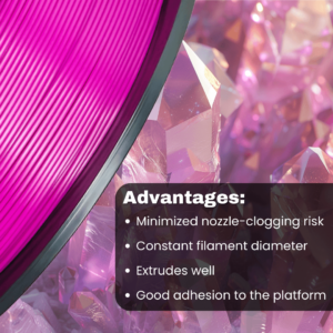 3WAY PETG Pro filament is a high quality material for 3D printers. Some of the advantages are minimized nozzle-clogging risk and constant filament diameter. They also extrude well and have good adhesion to the platform.