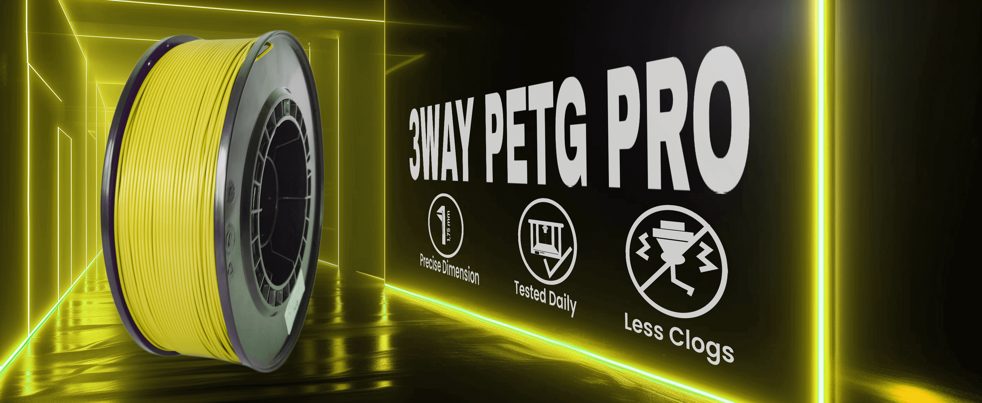 3WAY PETG Pro filament is a high quality material for 3D printers. Filaments are tested daily on several 3D printers. Each filament has precise dimension and are created for less clogs issues.