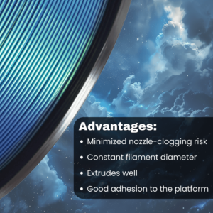 3WAY PLA Pro filament is a high quality material for 3D printers. Some of the advantages are minimized nozzle-clogging risk and constant filament diameter. They also extrude well and have good adhesion to the platform.