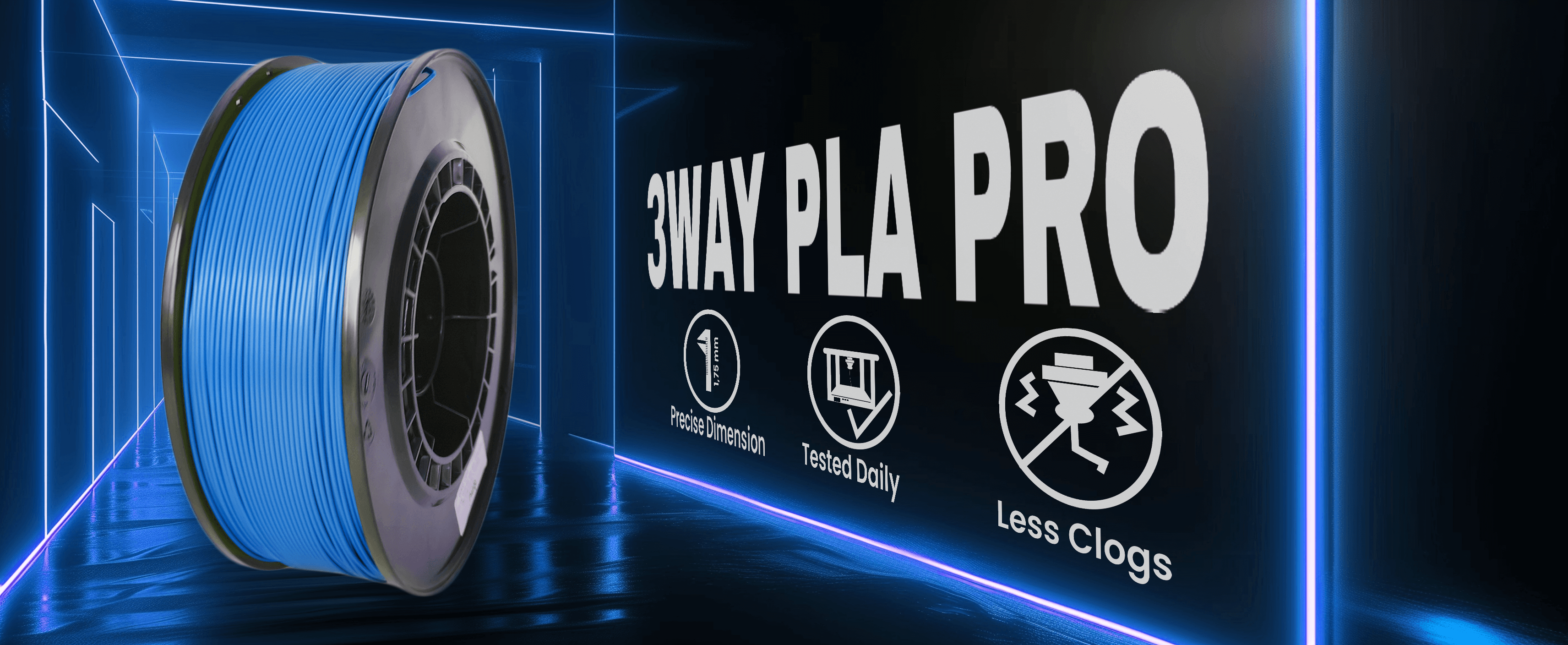 3WAY PLA Pro filament is a high quality material for 3D printers. Filaments are tested daily on several 3D printers. Each filament has precise dimension and are created for less clogs issues.