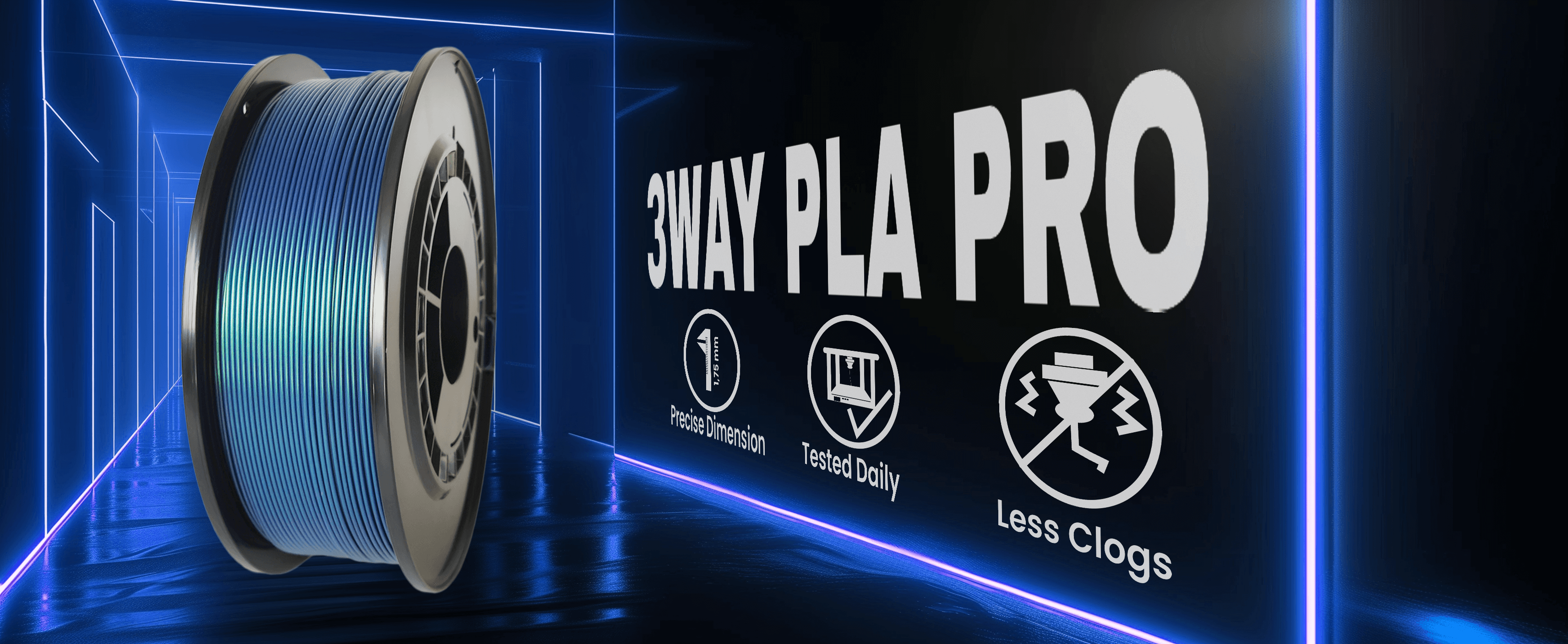 3WAY PLA Pro filament is a high quality material for 3D printers. Filaments are tested daily on several 3D printers. Each filament has precise dimension and are created for less clogs issues.