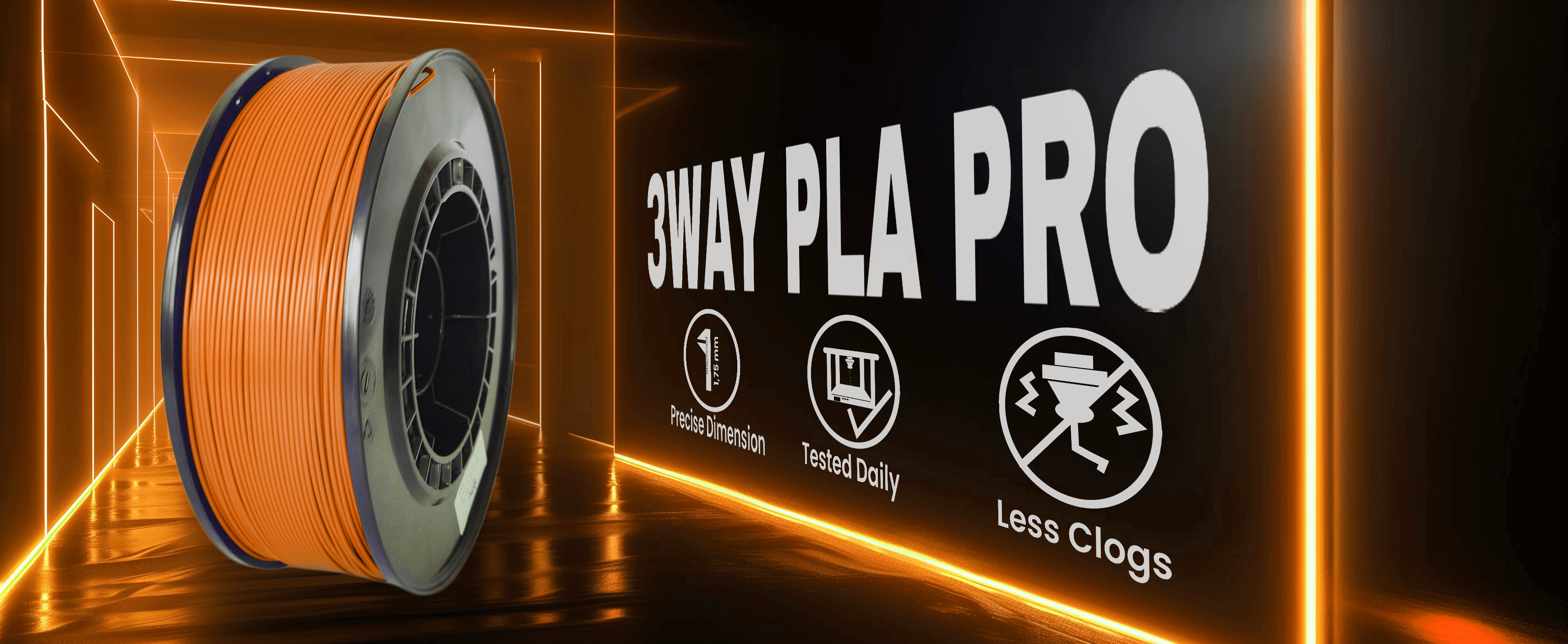 3WAY PLA Pro filament is a high quality material for 3D printers. Filaments are tested daily on several 3D printers. Each filament has precise dimension and are created for less clogs issues.